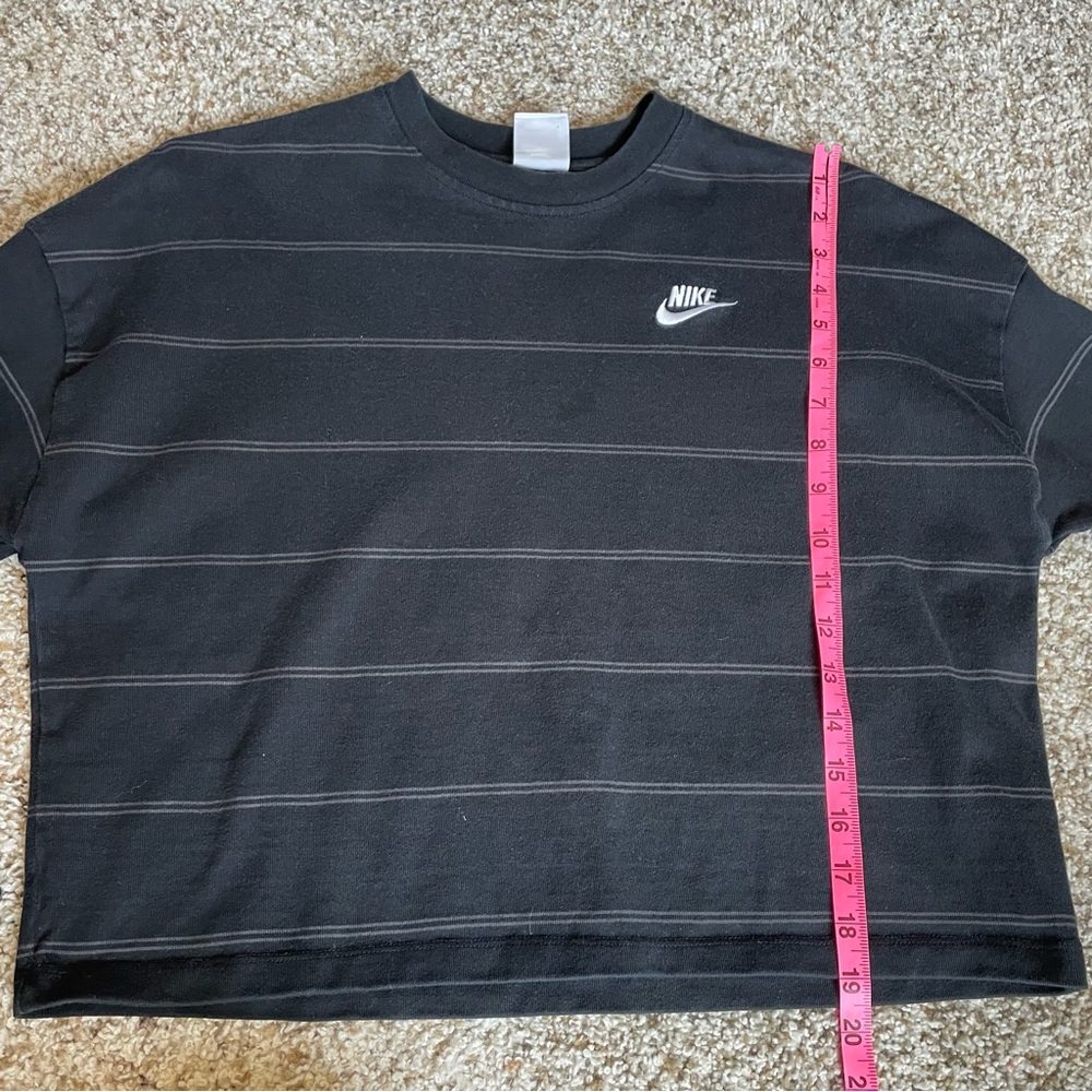 NIKE long sleeve thick cotton womens crop top black/gray horizontal stripe small - Picture 8 of 9